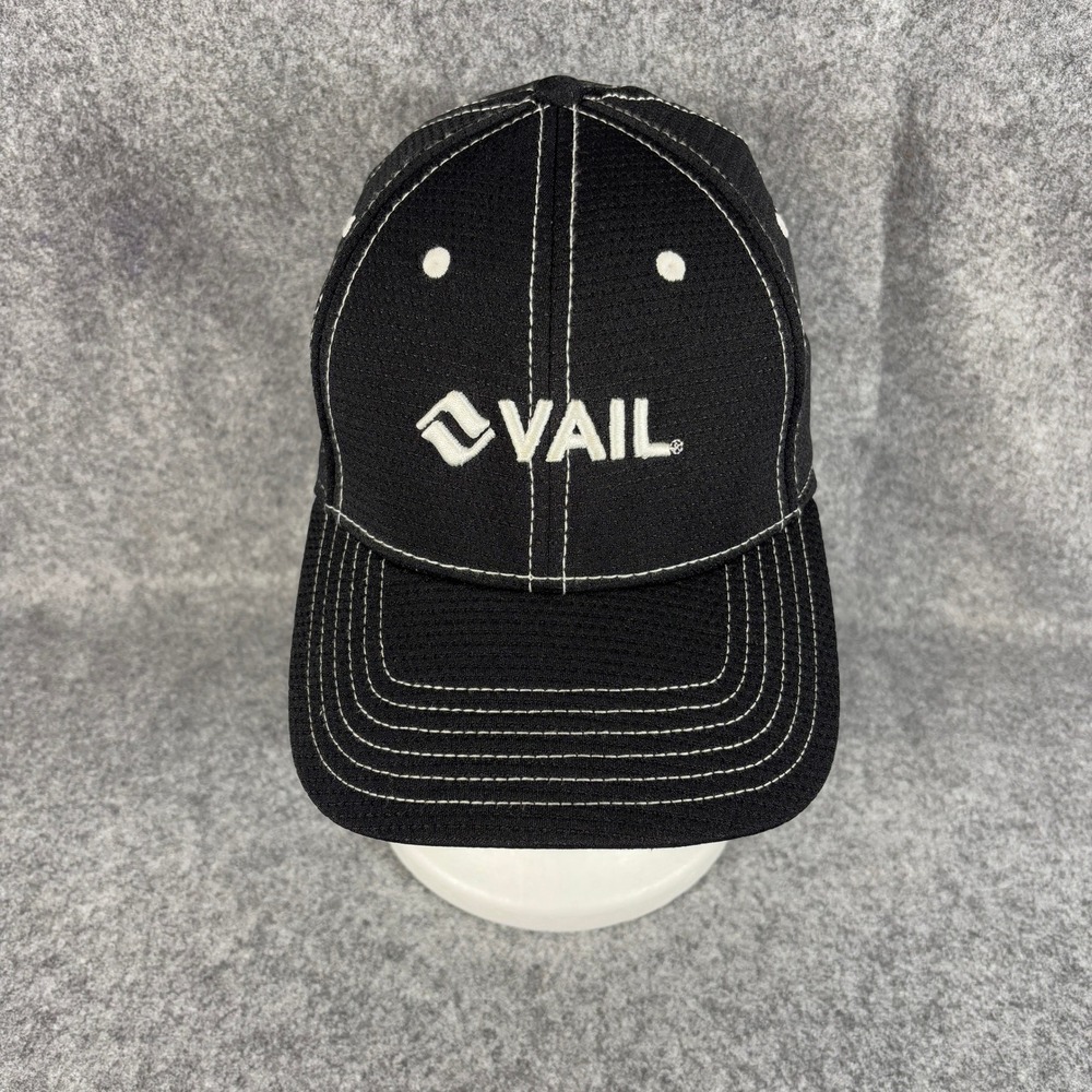 American Dry Goods Unisex Vail Colorado Ski Resort Hat OSFA Black Flex Fit Cap